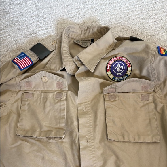 Boy Scouts Of America BSA Adult Small Uniform Shirt Roll Tab Long Sleeve Khaki - Picture 5 of 5